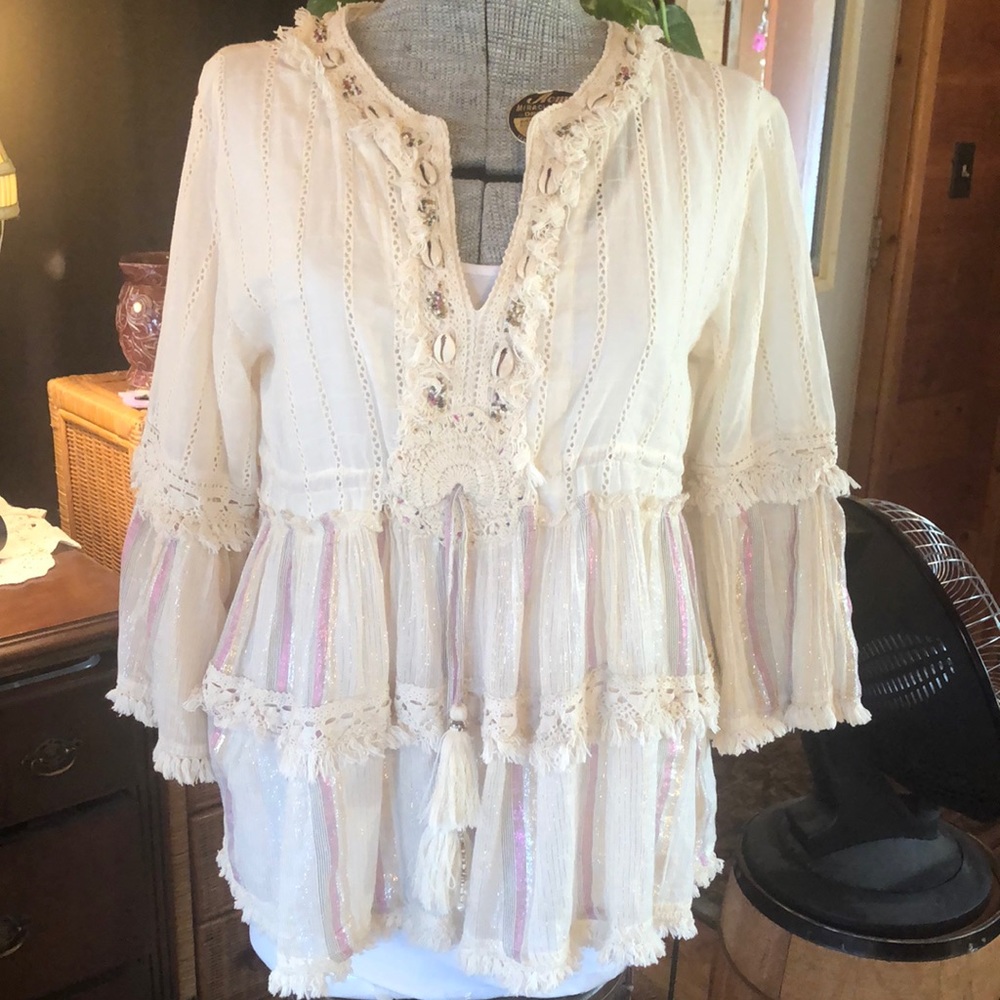 Ladies Barok Paris NJ Couture bohemian Blouse size M/L
